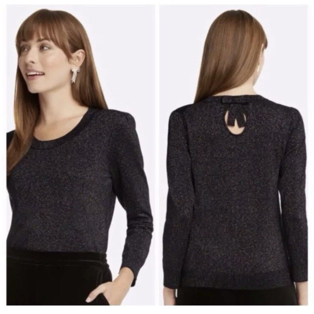Draper James Glitter Scoop Neck Black Sweater Women's‎ S light summer sweater
